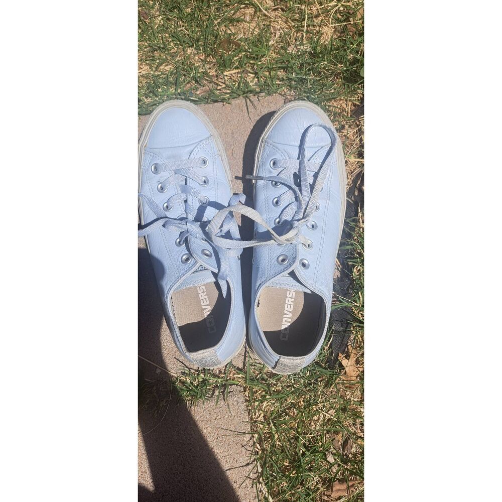 Converse Chuck Taylor All Star Low Top Sneakers Light Blue Leather Womens 9 Mens - Picture 5 of 9